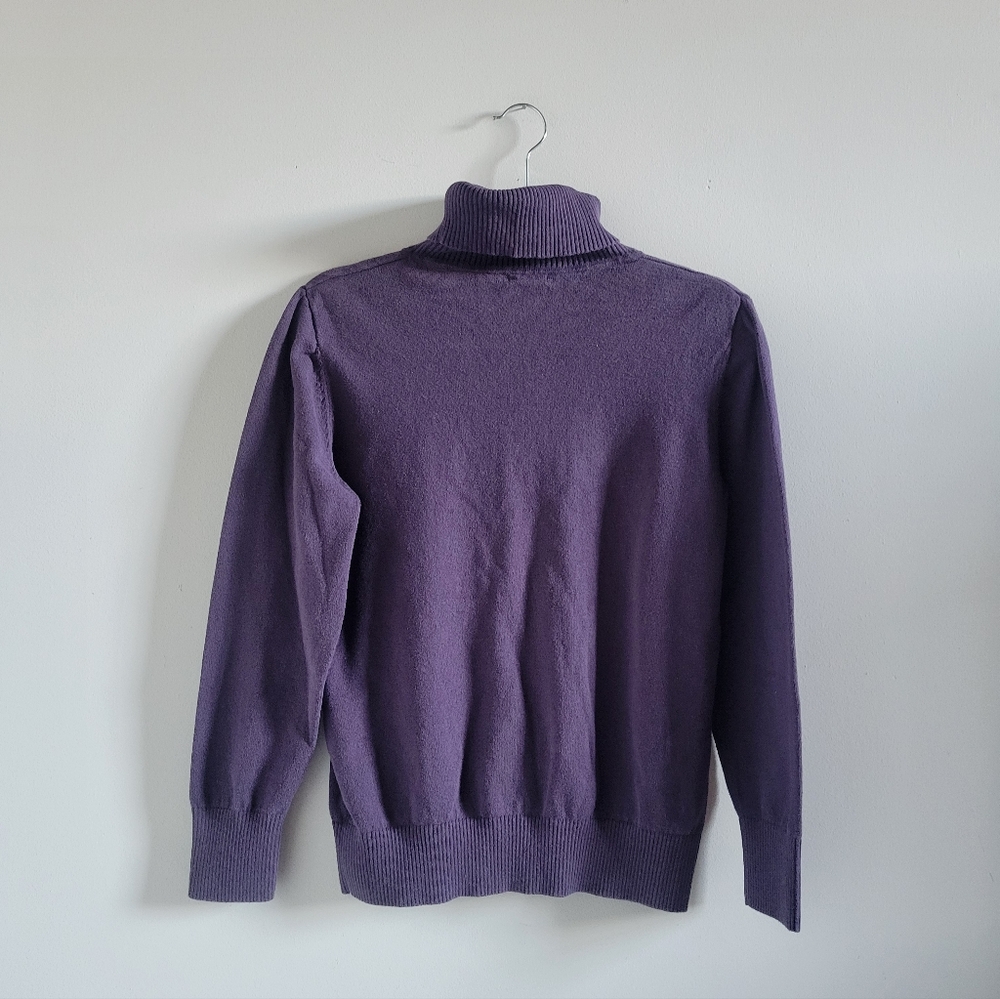 L.L. Bean Plum Purple Cotton/Cashmere Turtleneck Sweater Womens Medium - Picture 5 of 7